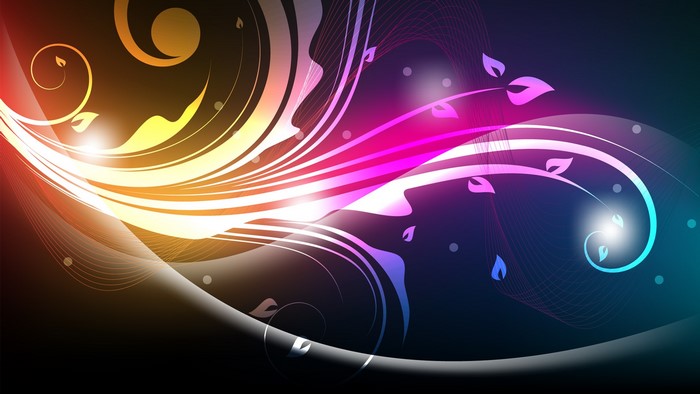 Colorful abstract floral pattern with glowing lines