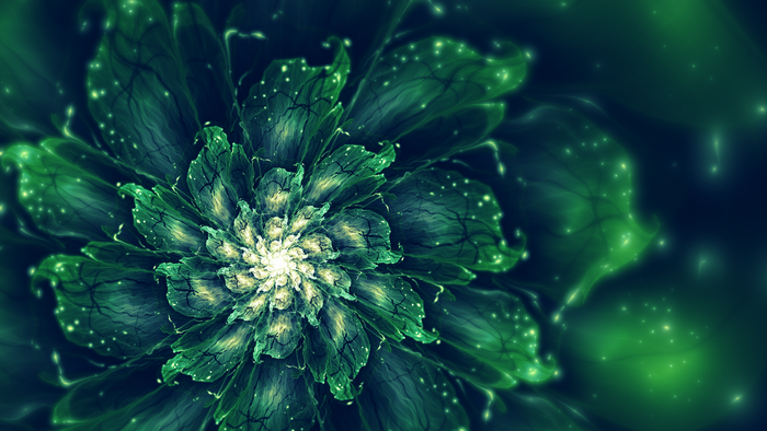 Abstract fractal flower with glowing particles