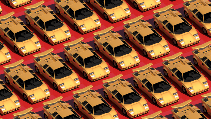Yellow Lamborghini Countach Classic Sports Car Render