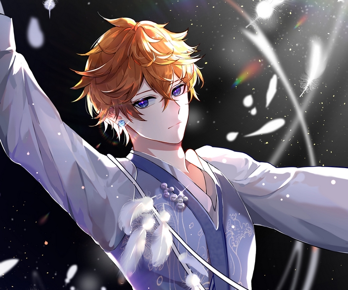 Tartaglia Childe (Genshin Impact) in a blue outfit