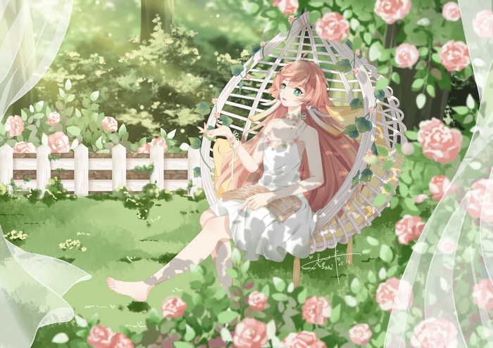 Yanfei (Genshin Impact) 4K in a Rose Garden