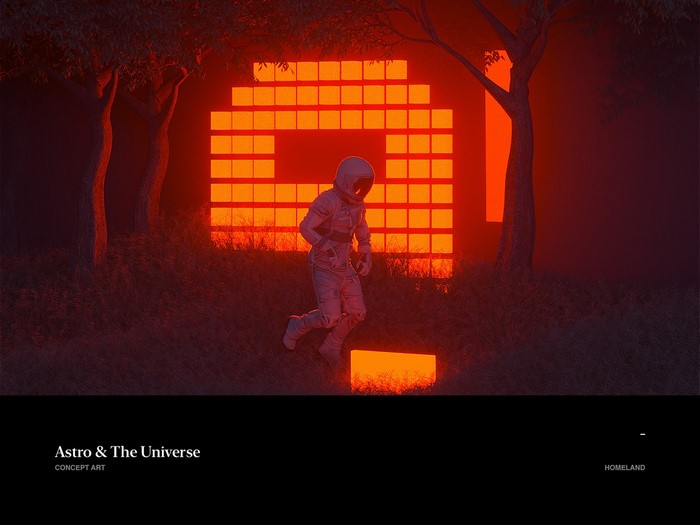 Astronaut in a glowing forest