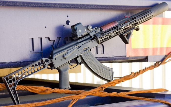 Customized AK-74 rifle with EOTech sight