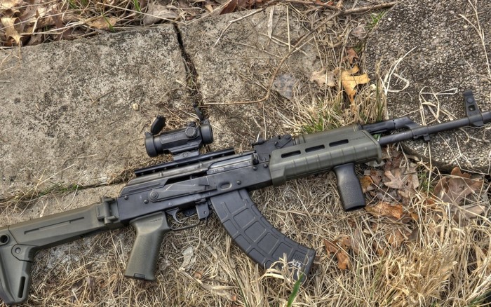 AK-74 rifle with optic and tactical furniture