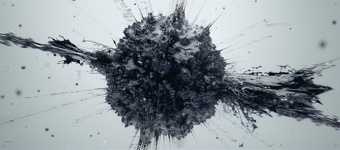 Abstract dark sphere with liquid elements by Serge Aleynikov