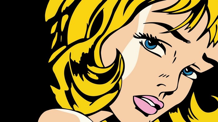 Pop art portrait of a blonde woman