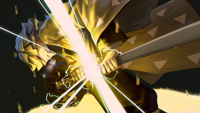 Zenitsu Agatsuma from Kimetsu no Yaiba with lightning