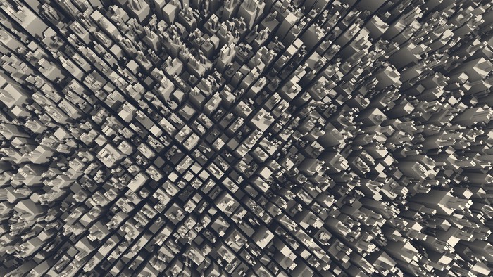 4K abstract 3D city top view
