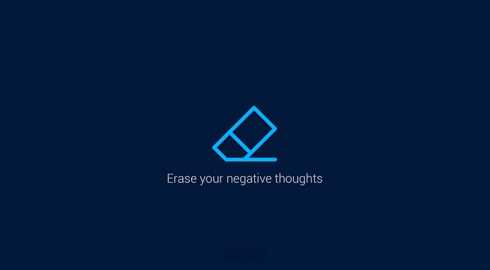 Eraser icon with text "Erase your negative thoughts"