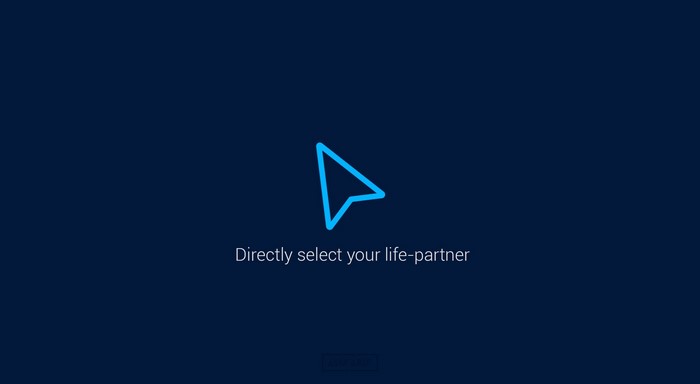 Cursor icon and text 'Directly select your life-partner'