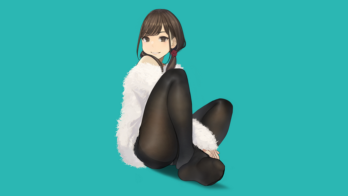 Anime girl with brown hair and rose hair accessory