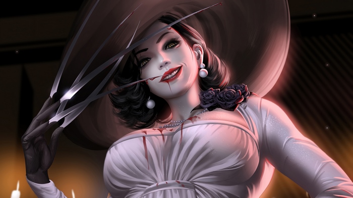 Lady Dimitrescu with long claws from Resident Evil Village
