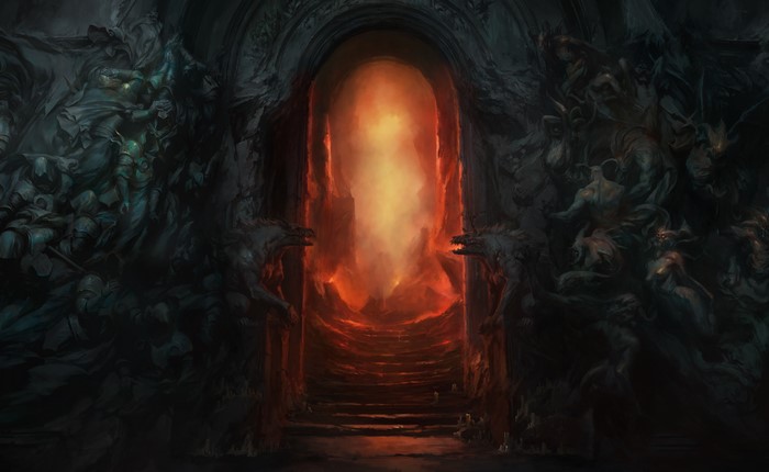 Artwork of Diablo IV Hellgate with demonic figures