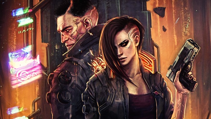 Jackie Welles and female character from Cyberpunk 2077