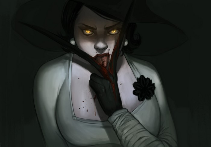 Lady Dimitrescu with bloody claws from Resident Evil Village