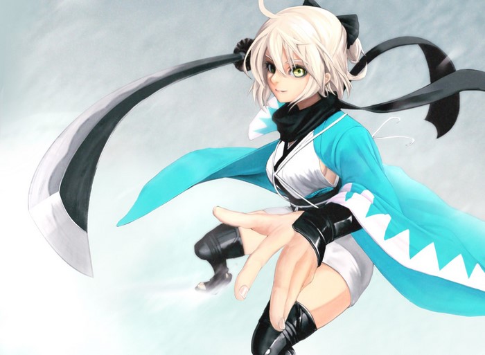 Okita Souji from Fate/Grand Order with a katana