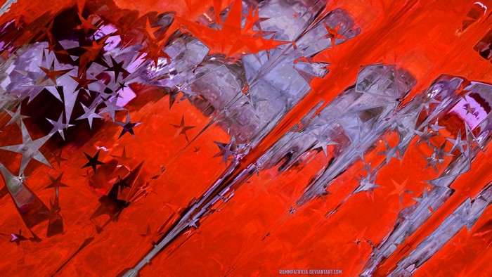 Abstract red and purple digital art with stars