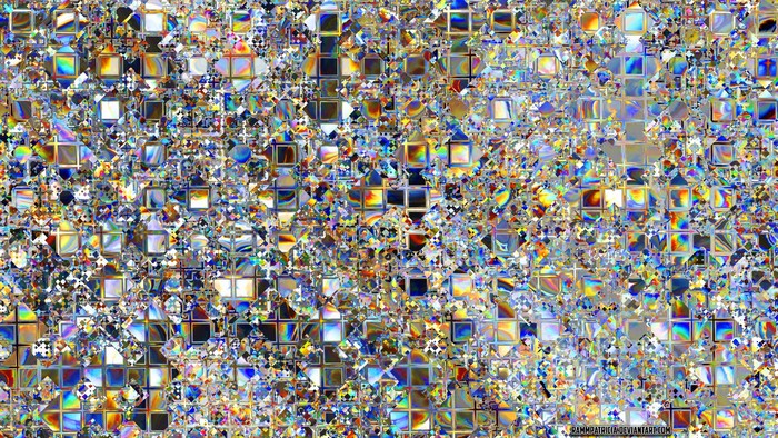 Abstract digital art with geometric patterns and light refractions