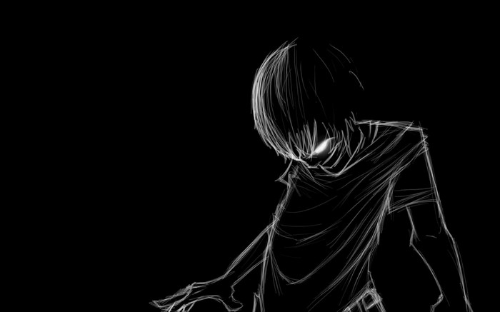 Minimalist Anime Boy Sketch with Glowing Eyes