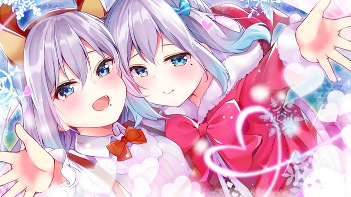 Two anime girls in winter outfits