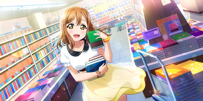 Kunikida Hanamaru from Love Live! Sunshine in a library