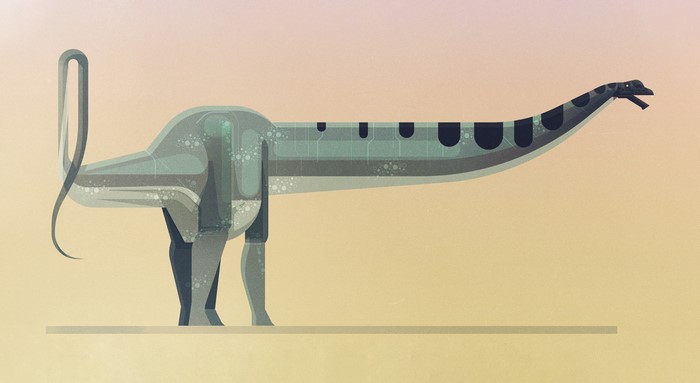 Artwork of a stylized dinosaur illustration