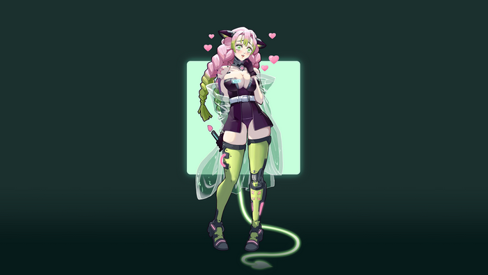 Mitsuri Kanroji Cyberpunk Anime Girl
