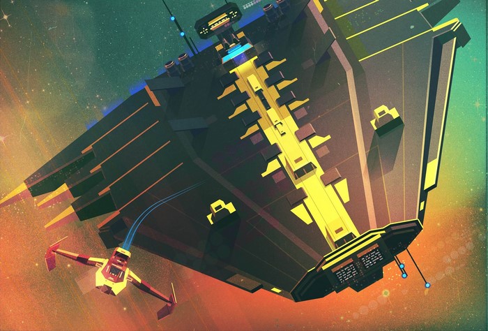 Spaceship and fighter in space