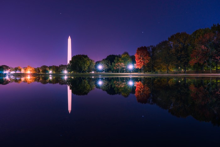 Washington Monument reflection at night