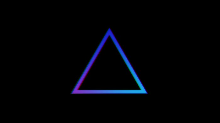 Abstract triangle with blue and purple gradient on black background