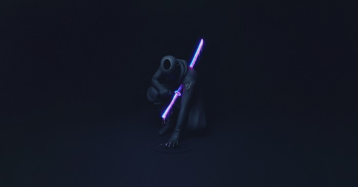 Dark figure with glowing sword