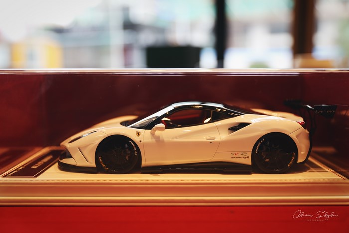 White Ferrari 488 SVR Scale Model