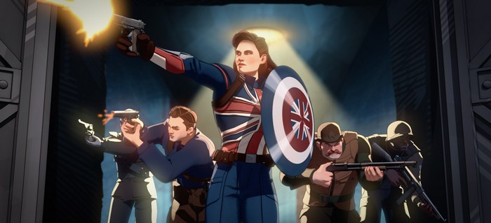 Captain Carter and soldiers in action