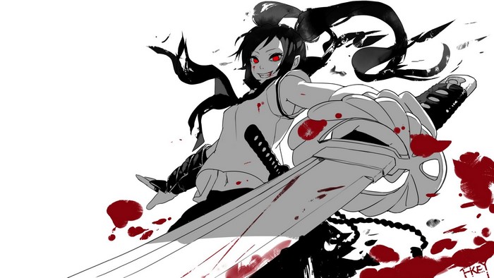 #478872 blood, red eyes, sword, original characters, simple background ...