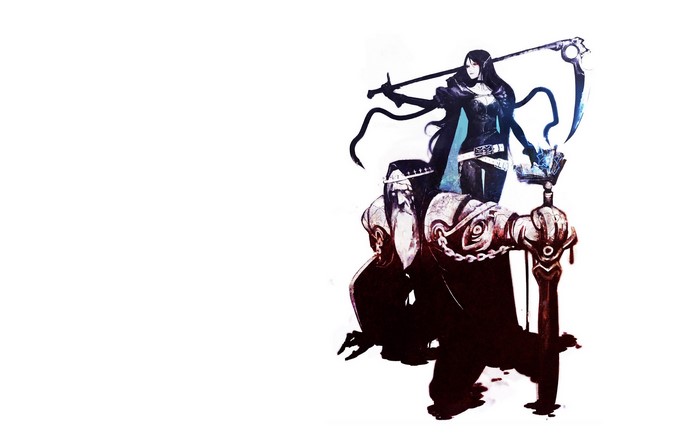Black Rock Shooter and companions with scythe and book