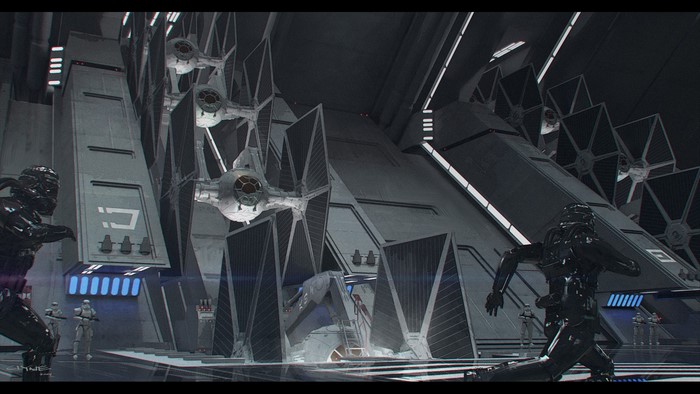 Star Wars TIE Fighters in Hangar Bay