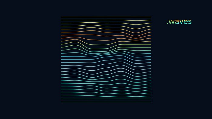 Abstract colorful waves with .waves text