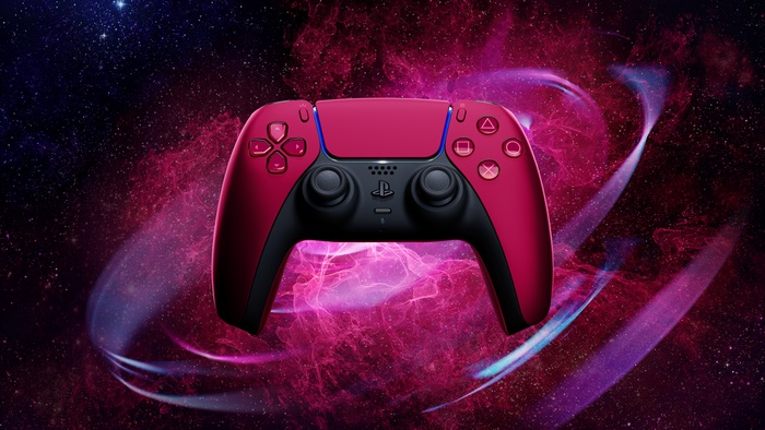 Red PlayStation 5 DualSense Controller in Space