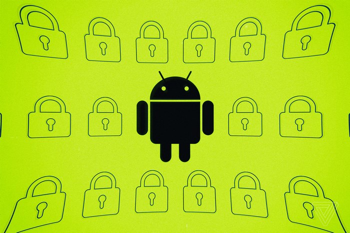 Android Logo Surrounded by Padlocks