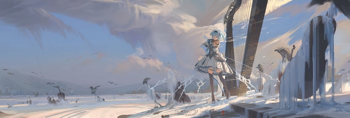 Eula from Genshin Impact in Snowy Landscape