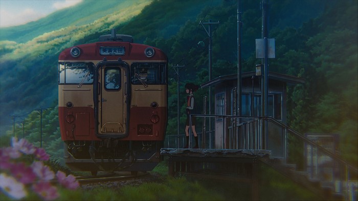 Mitsuha Miyamizu from Kimi no Na Wa at a train station