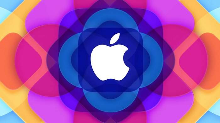 Apple Logo on Colorful Abstract Background
