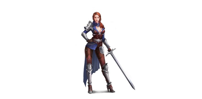 Fantasy girl with sword and armor