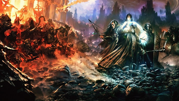 SpellForce 3 fan art: battle between warriors and creatures