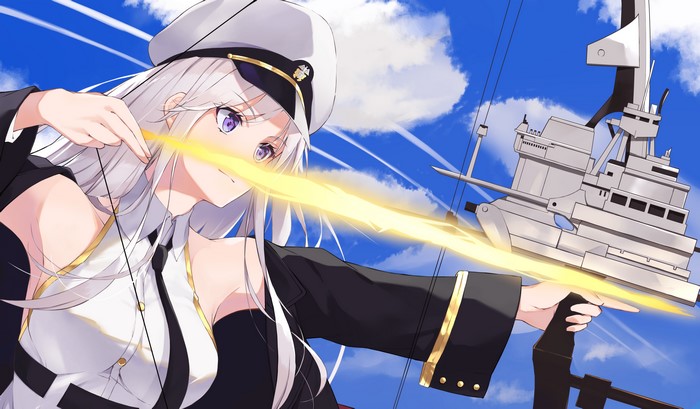Enterprise from Azur Lane aiming a bow