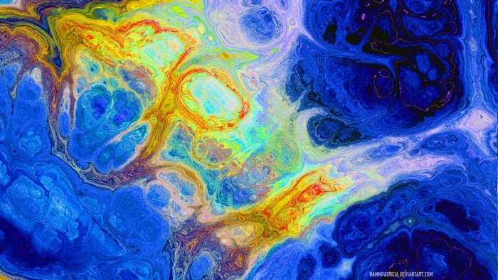 Abstract digital art with blue and yellow colors