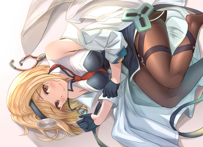 Djeeta from Granblue Fantasy wearing a doctor's outfit