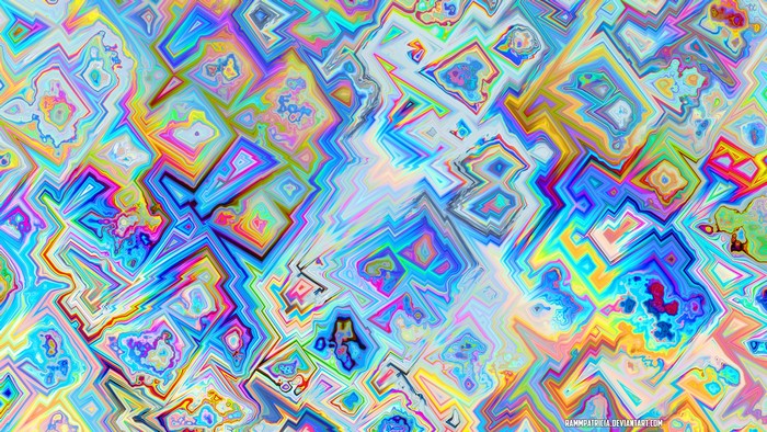 Abstract digital art with cyan and colorful patterns