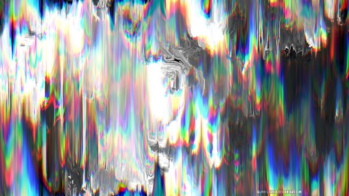Abstract Glitch Art with Iridescent Colors