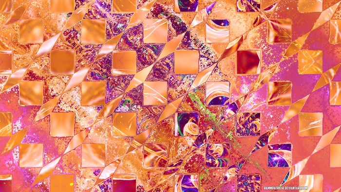 Abstract digital art with orange and purple geometric patterns